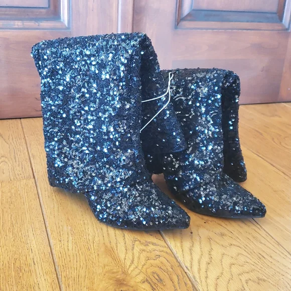 NWT A New Day Sequin Black Women's Boots Size 8.5 - Picture 12 of 14
